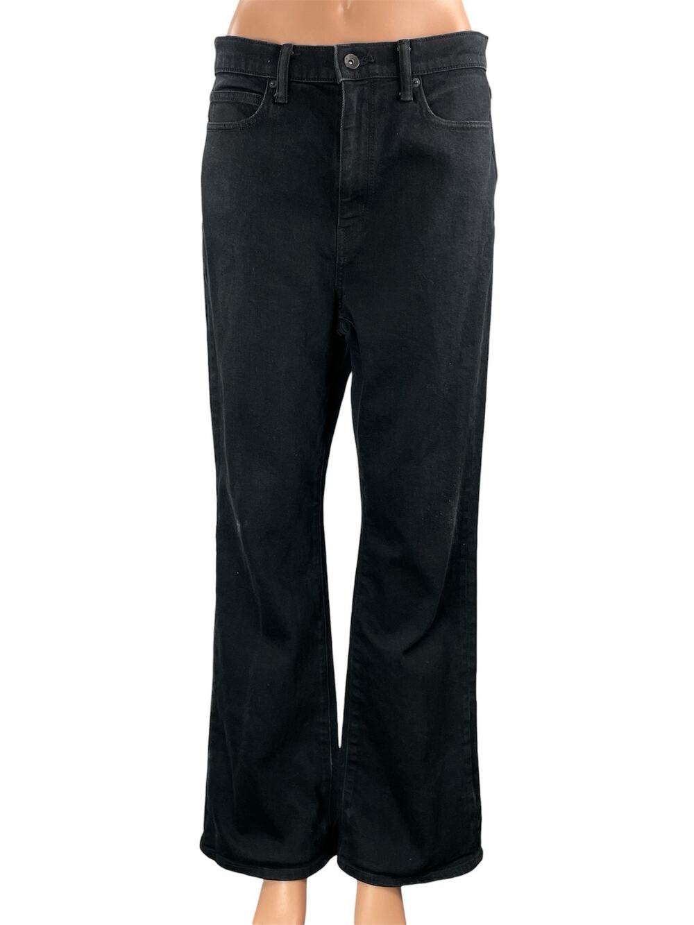 Uniqlo Women's Black High Waisted Flared Bootcut Relaxed Baggy Denim Jeans 28
